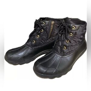 Sperry saltwater Womens size 7 shoes black waterproof duck boots